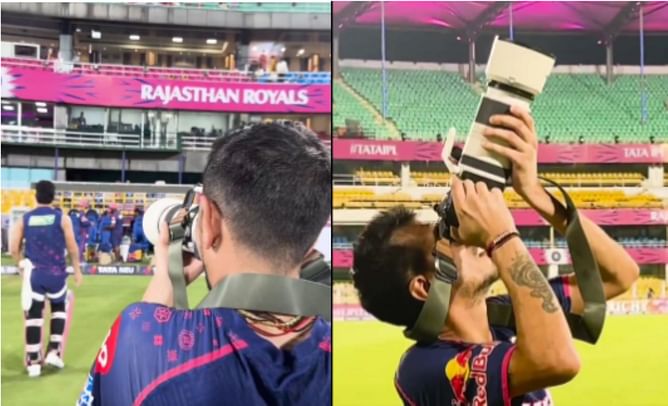 [Watch] "Tattoo wale bhaiya" - Yuzvendra Chahal turns photographer to click pictures of Riyan Parag and other RR members