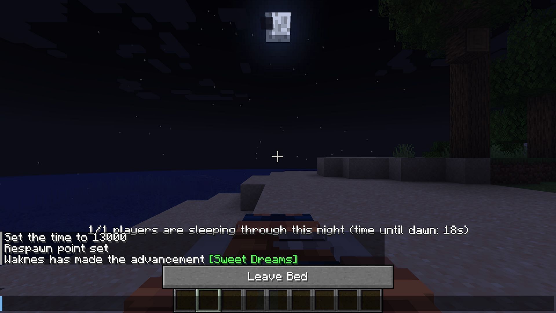 The mod also features a countdown, so players can see exactly how much longer until dawn (Image via Mojang)