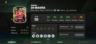The FC Mobile TOTS Angel Di Maria Exchange card has brilliant overall stats and attributes (Image via EA Sports)