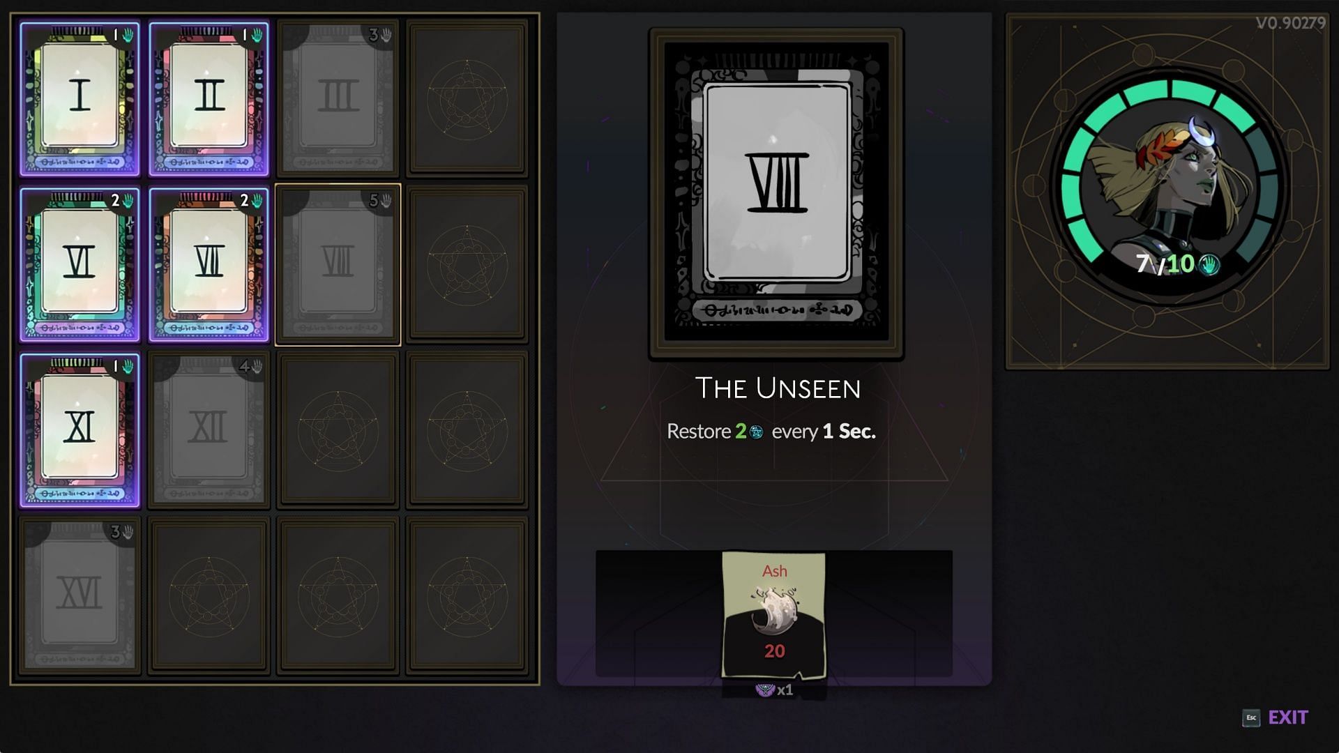 As you unlock more Arcana cards in Hades 2, the grid grows. Later, you can even upgrade them (Image via Supergiant Games)