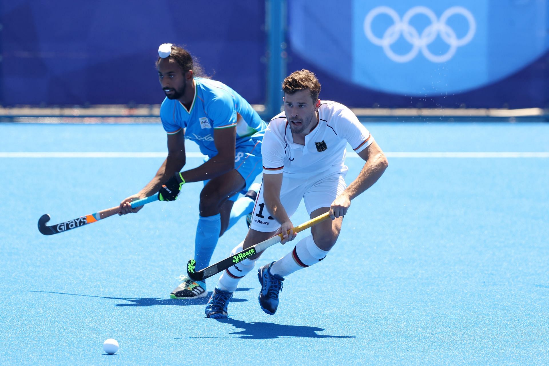 Hardik Singh in action at the 2021 Olympics