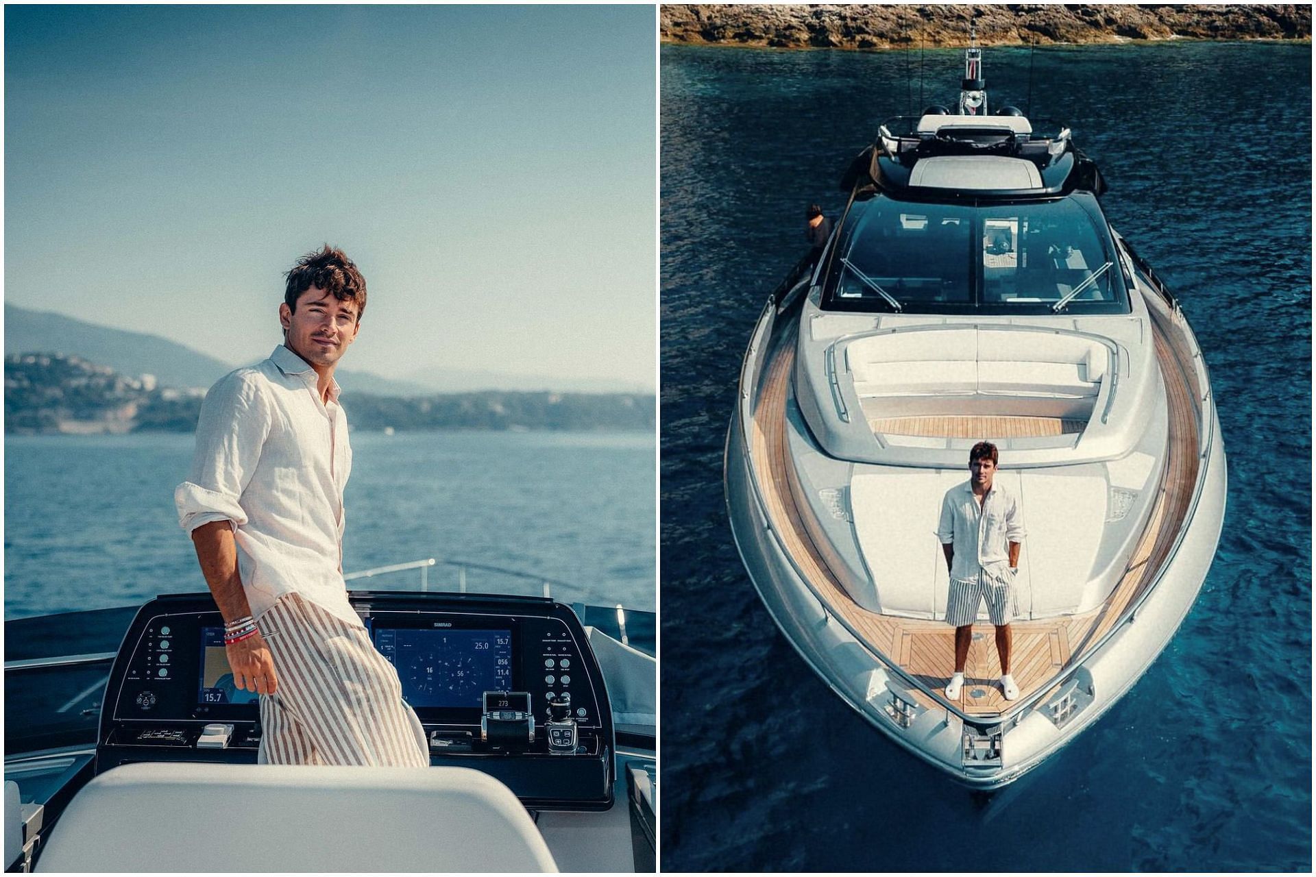 Charles Leclerc on his $2,000,000 yacht (Image via X/@Charles_Leclerc)