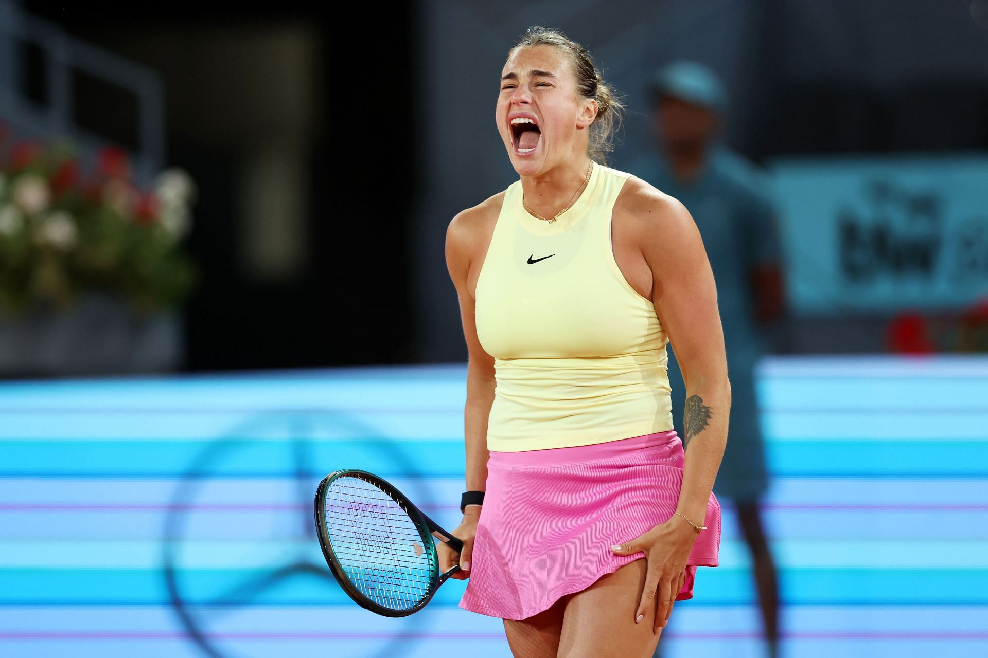 Aryna Sabalenka pictured at the 2024 Madrid Open