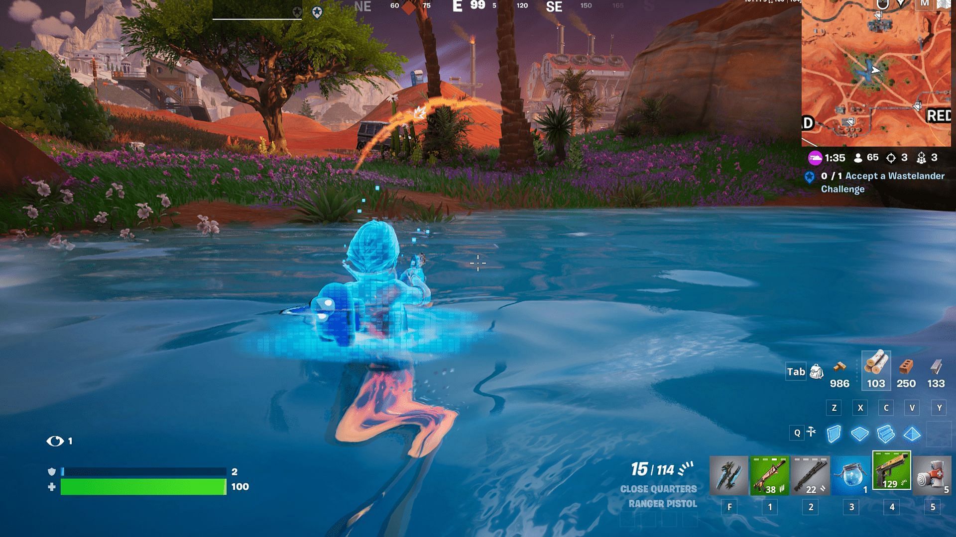 Watch your shield regenerate steadily by just waiting in the water(Image via Epic Games/ Fortnite)