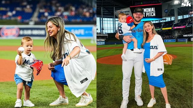 Watch: Jake Burger's toddler Brooks throws out first pitch for Marlins ...