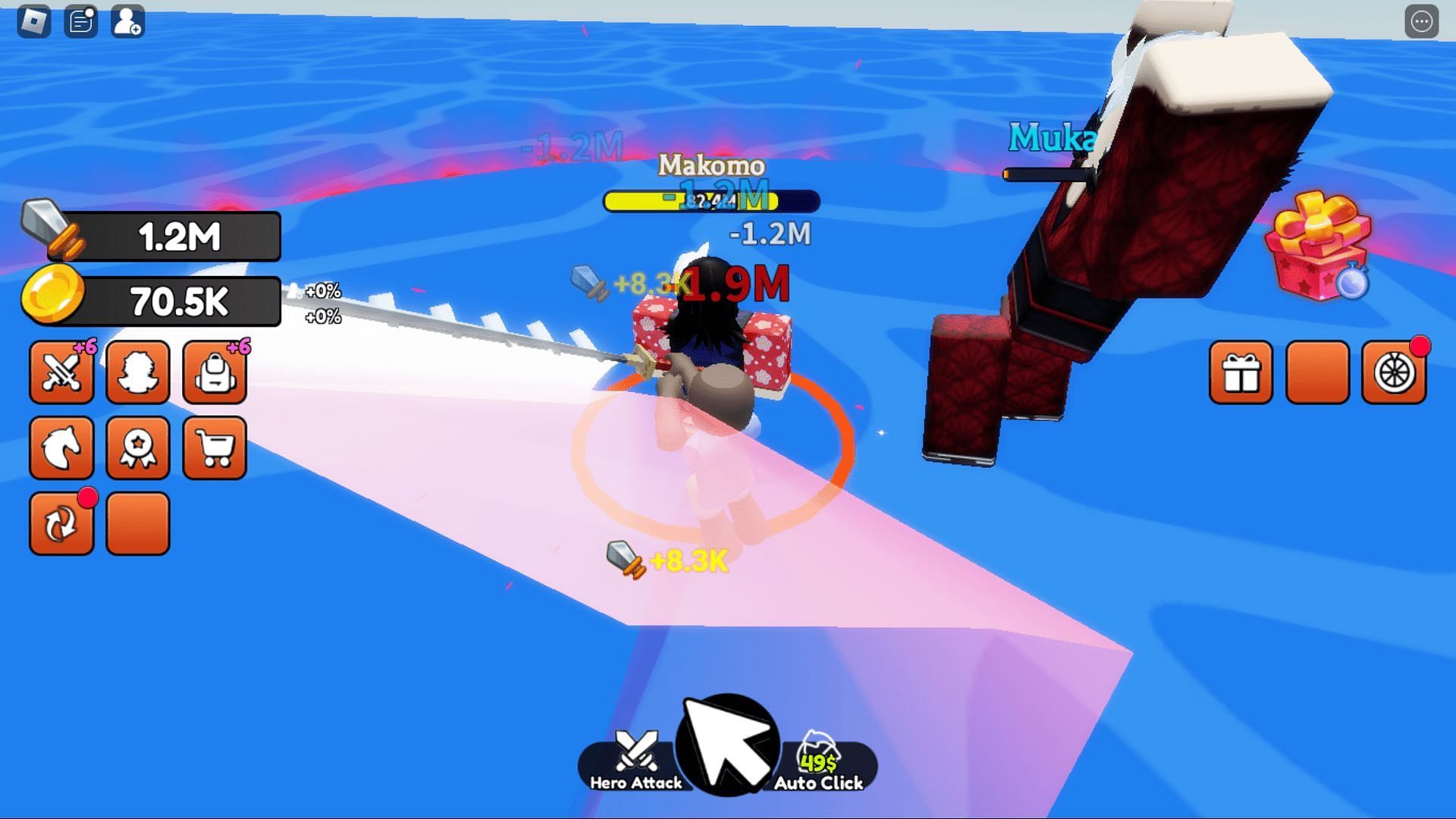 Gameplay screenshot from +1 Blade Slayer (Image via Roblox)