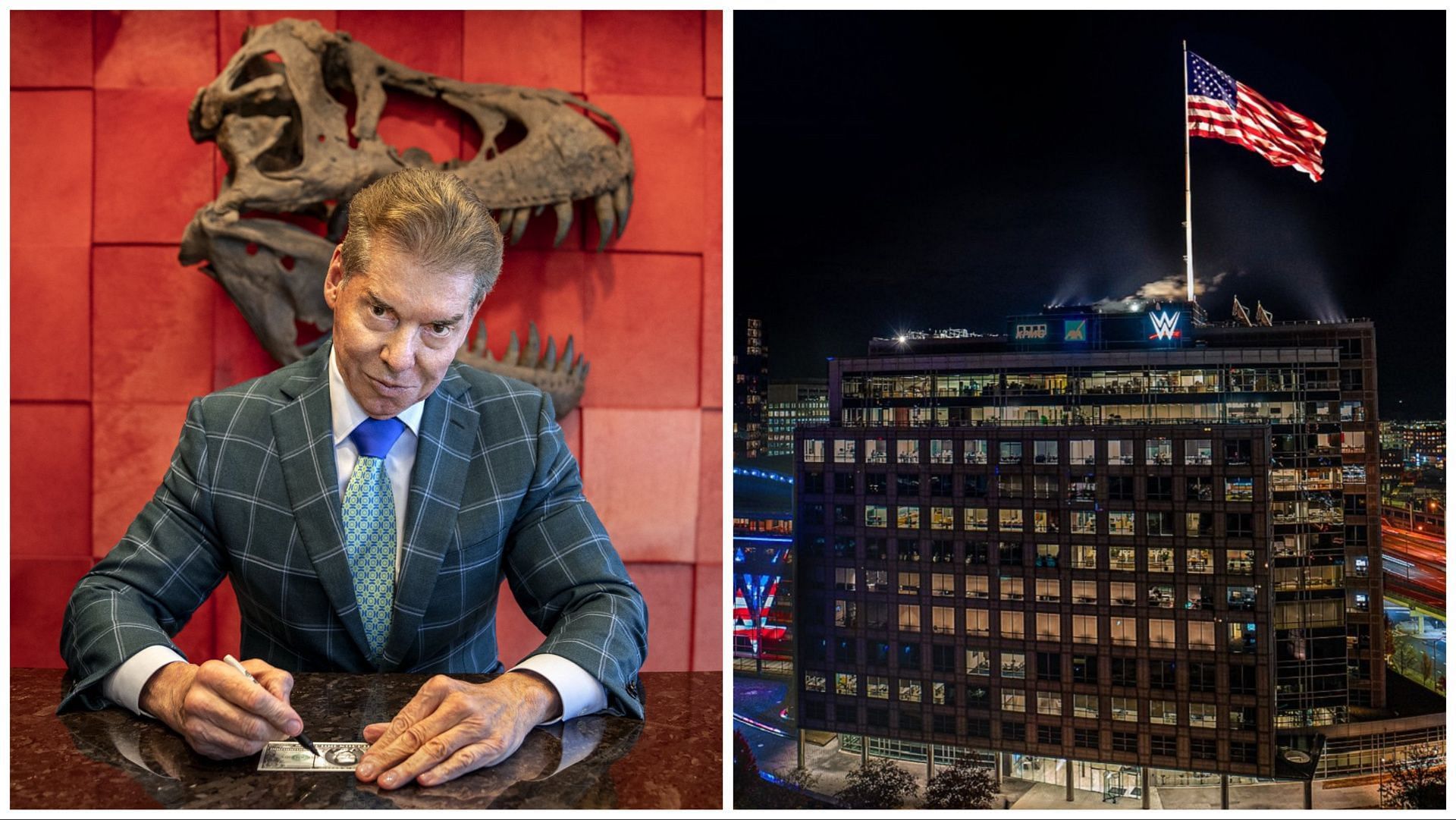 Vince McMahon in his former office at WWE HQ, the new WWE HQ building in Stamford