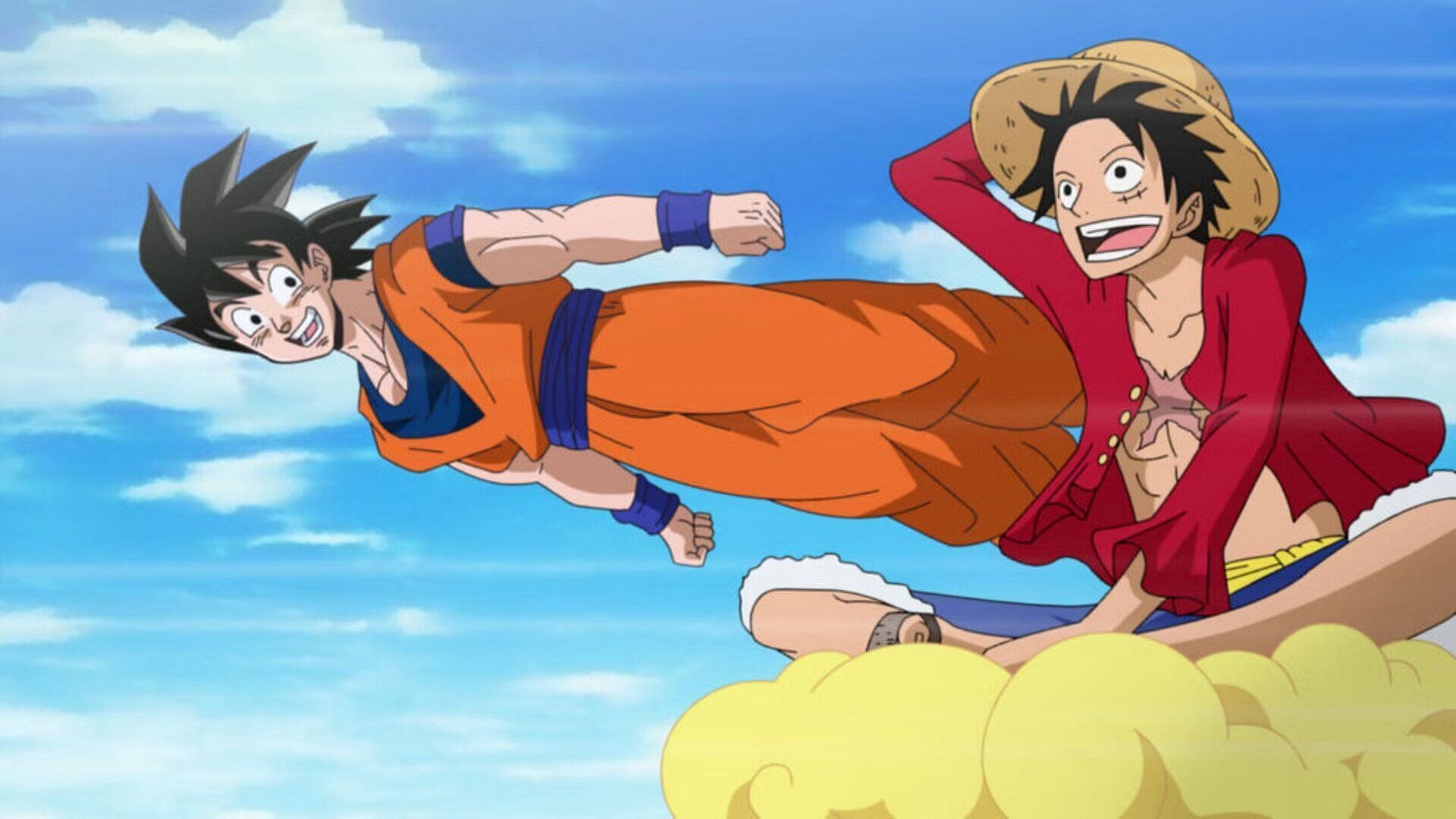 Goku and Luffy in a crossover (Image via Toei Animation).