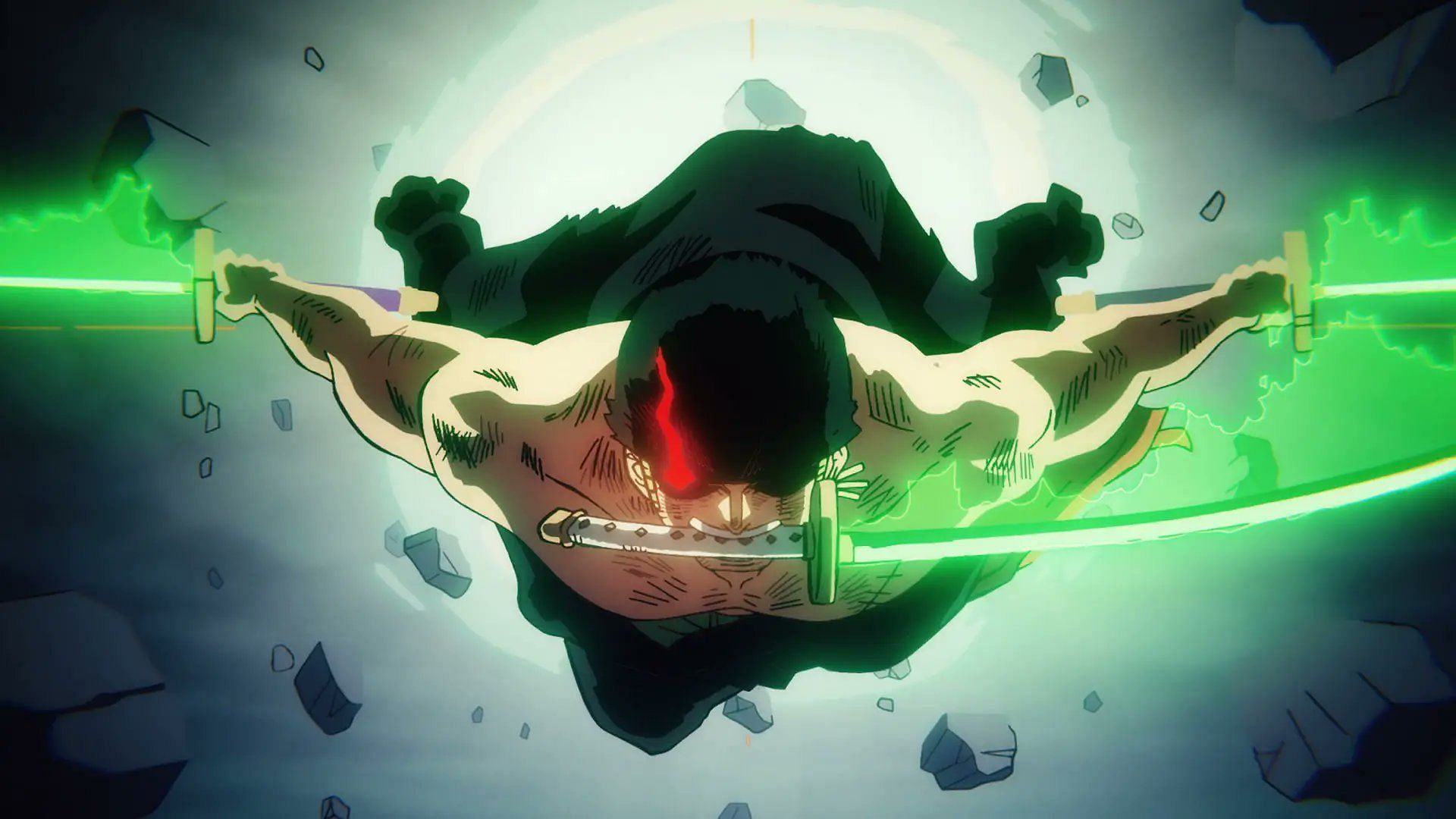 Zoro&#039;s King of Hell style should make Kaku a non-factor in One Piece episode 1104 and beyond (Image via Toei Animation)