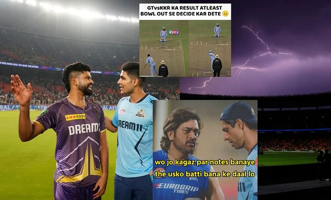 "Lavender jersey ka paisa barbad"- Top 10 funny memes as KKR vs GT IPL 2024 clash gets washed out in Ahmedabad