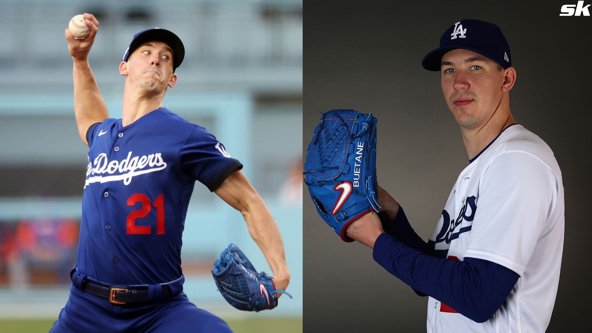 Pitcher Walker Buehler of the Los Angeles Dodgers poses for a portrait during MLB photo day at Camelback Ranch