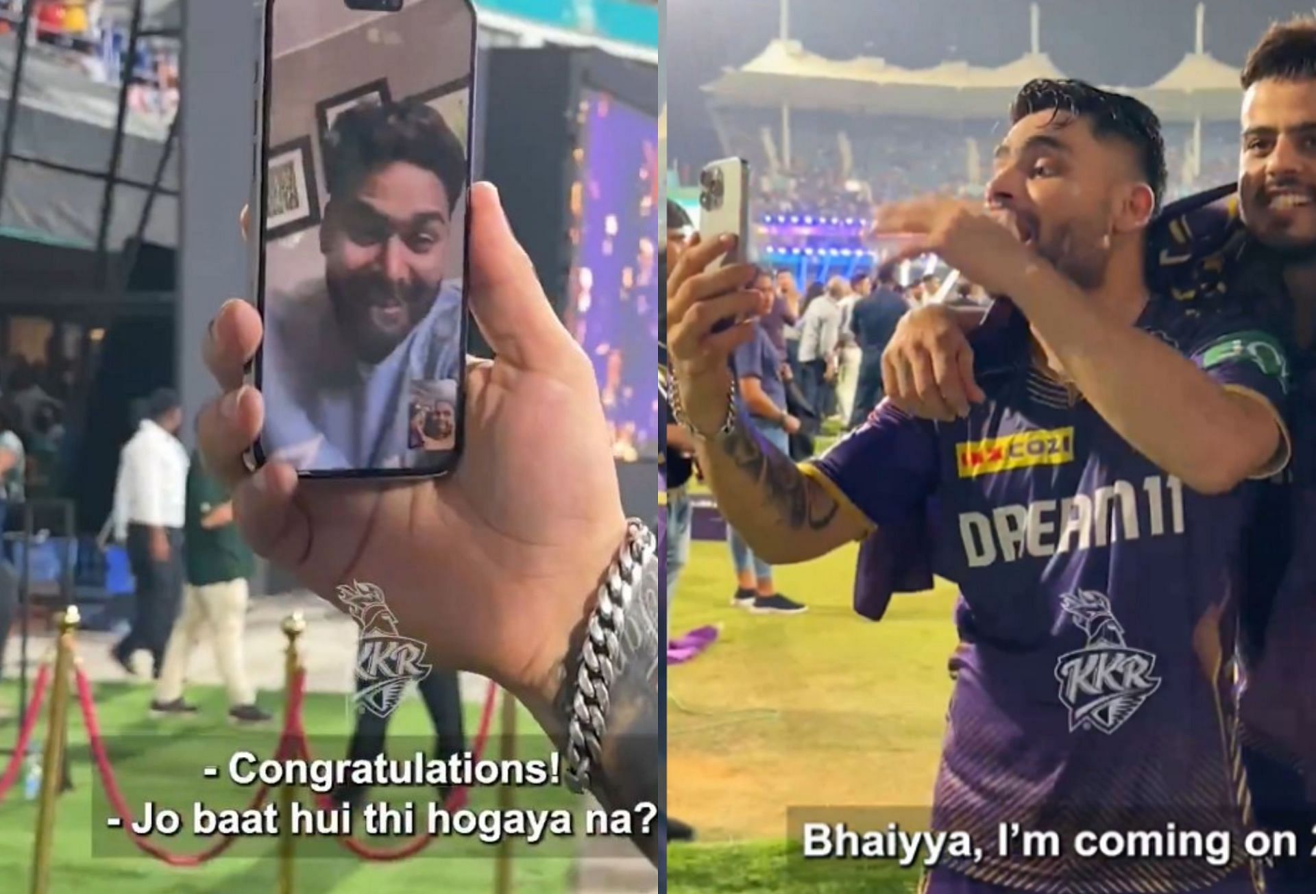 Rishabh Pant on a video call with KKR players after IPL 2024 final. (PC: KKR/X)