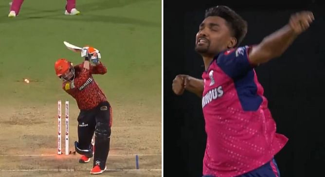 [Watch] Sandeep Sharma ends Heinrich Klaasen's heroics with a ripper in SRH vs RR IPL 2024 Qualifier 2