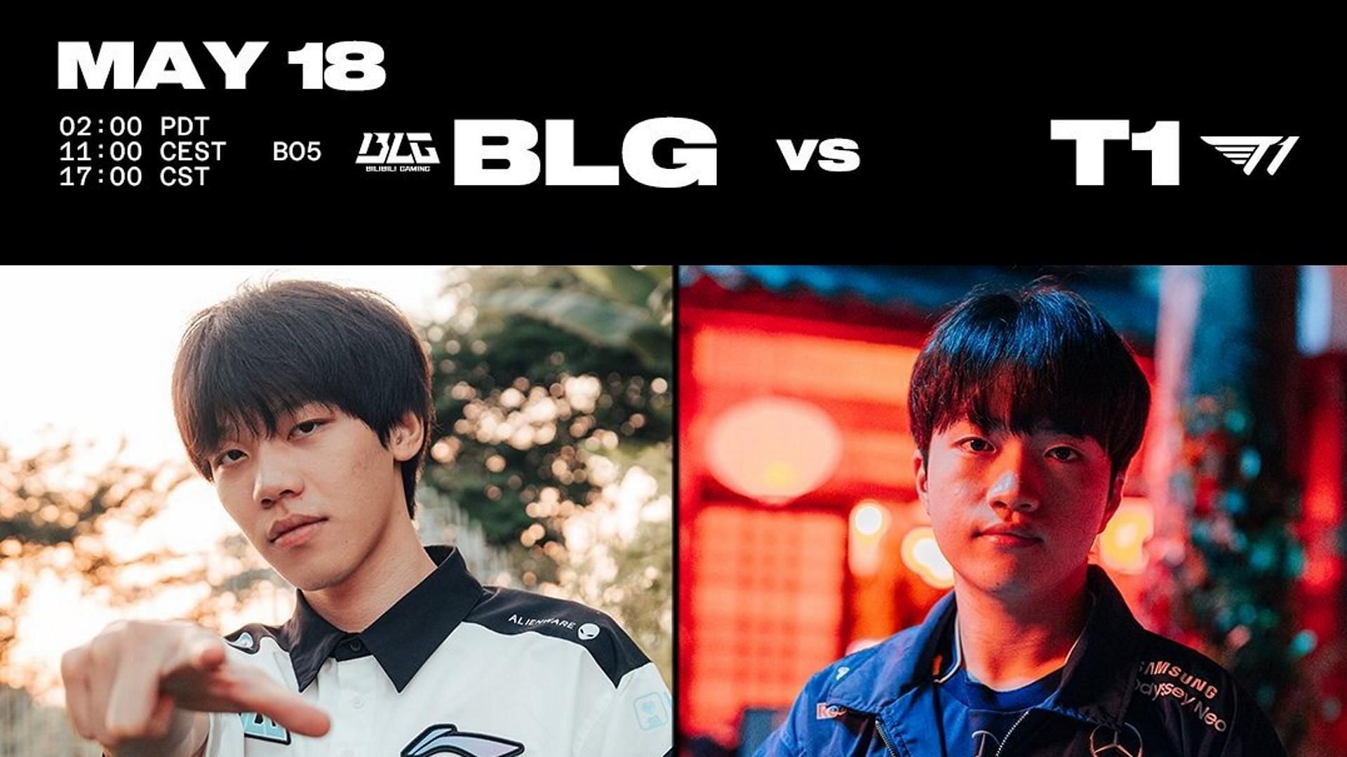 Bilibili Gaming vs T1 at MSI Bracket Stage time (Image via LoL Esports)