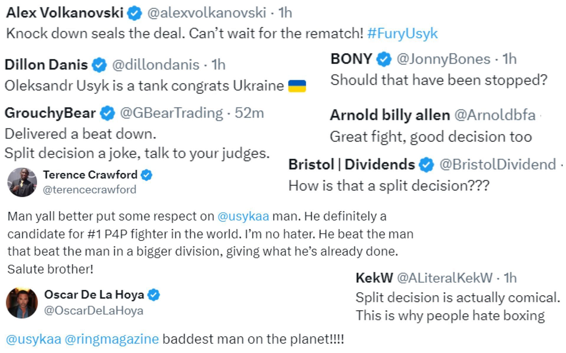 Pros and fans react to Oleksandr Usyk&#039;s split decision win over Tyson Fury