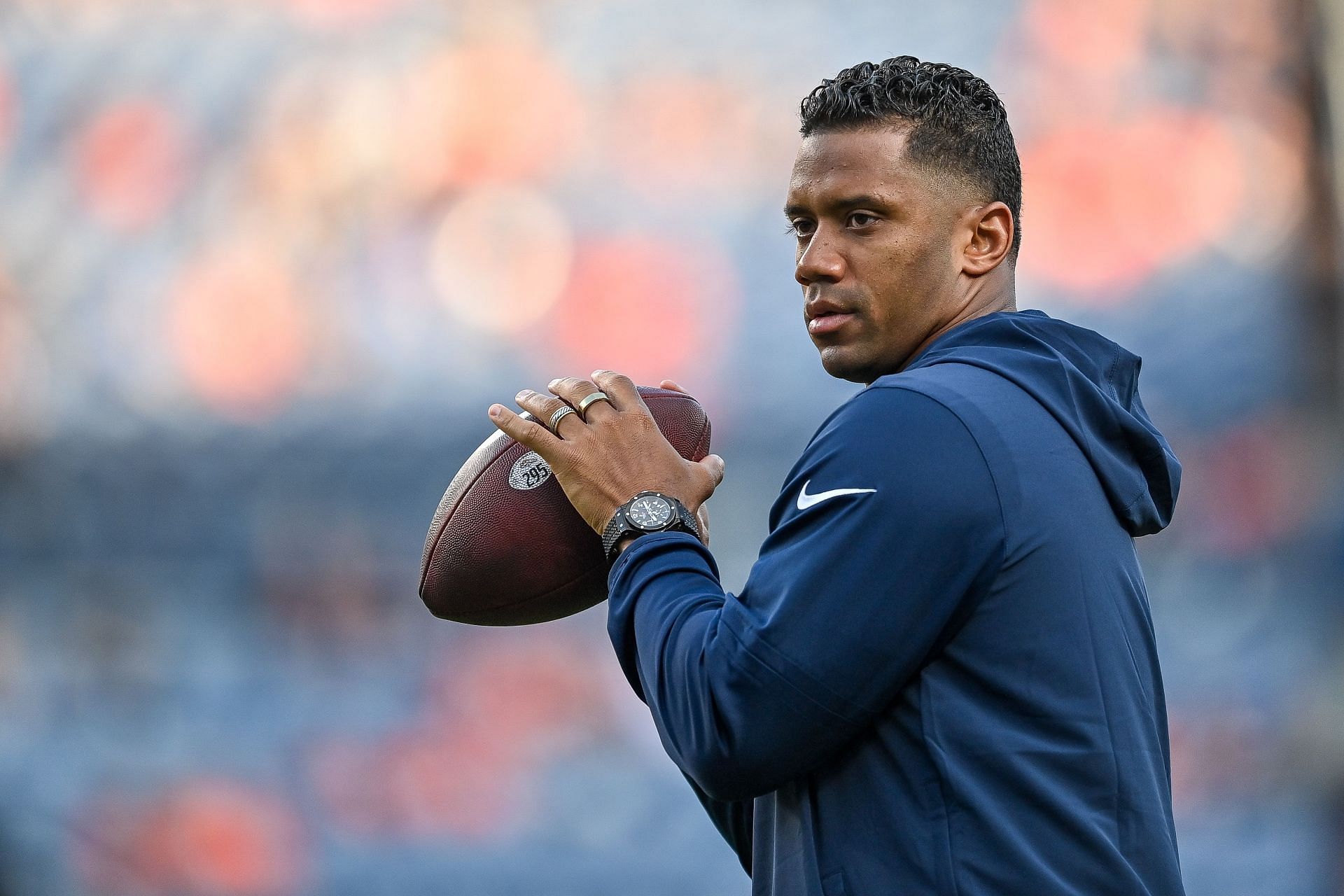 Russell Wilson at Los Angeles Rams v Denver Broncos