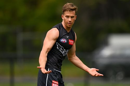 Jack Bytel trains during a Collingwood Magpies AFL training session