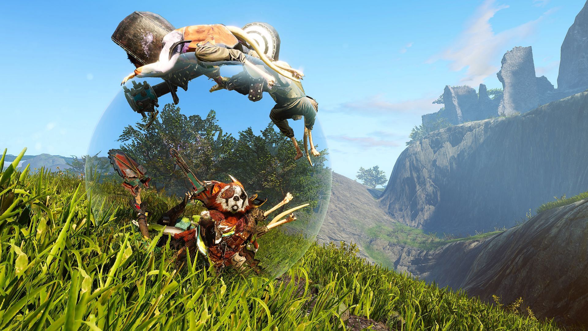 Biomutant features an amazing art style and a beautiful open world, which is severely marred by the Switch port&#039;s technical performance (Image via THQ Nordic)