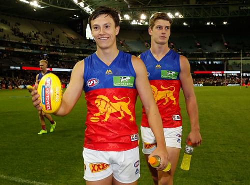 Hugh McCluggage (left) and Jarrod Berry (right) of the Brisbane Lions