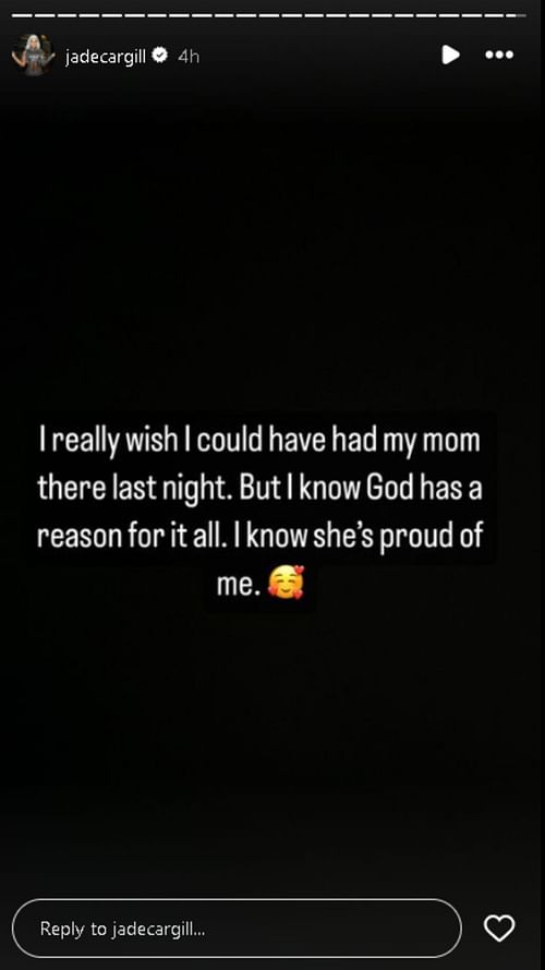 A screengrab of Jade Cargill's Instagram Story.