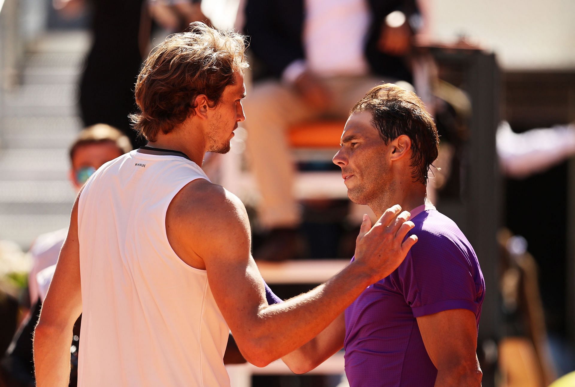 Rafael Nadal and Alexander Zverev at the 2024 Mutua Madrid Open