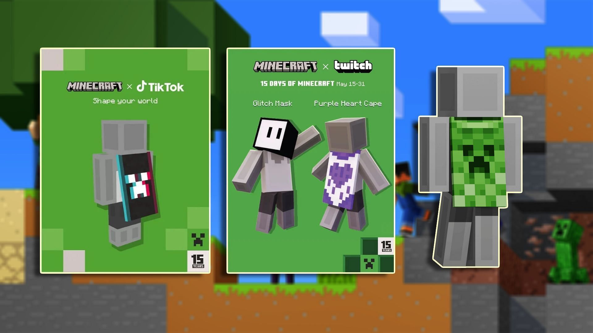 These anniversary capes are a major reason to learn how to use Minecraft codes (Images via Mojang)