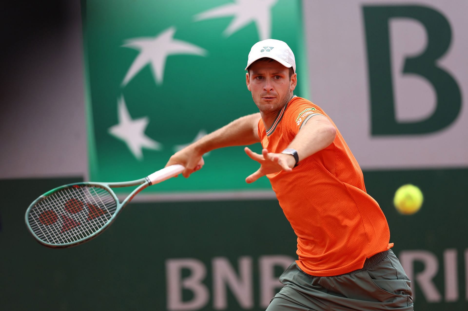 Hubert Hurkacz hits a forehand