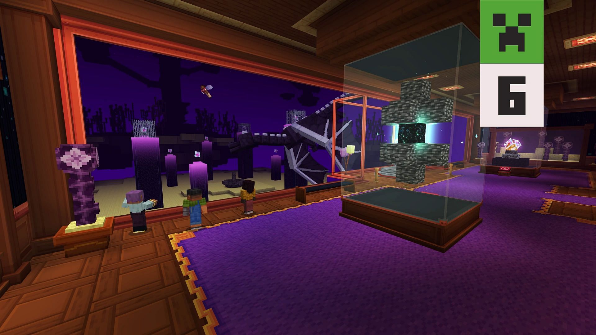 Players can visit the museum, explore, and play mini-games (Images via Mojang Studios)