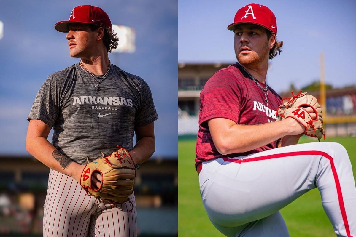 Who is the starting pitcher for Arkansas today?