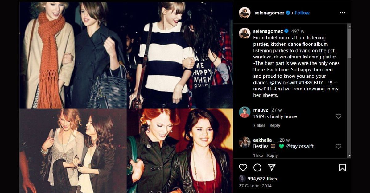Taylor Swift and Selena Gomez (via Instagram)