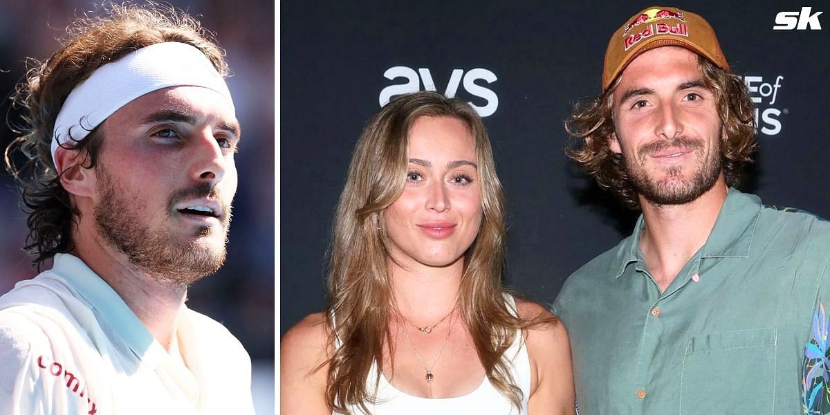 Stefanos Tsitsipas with Paula Badosa (R); PHOTOS: GETTY