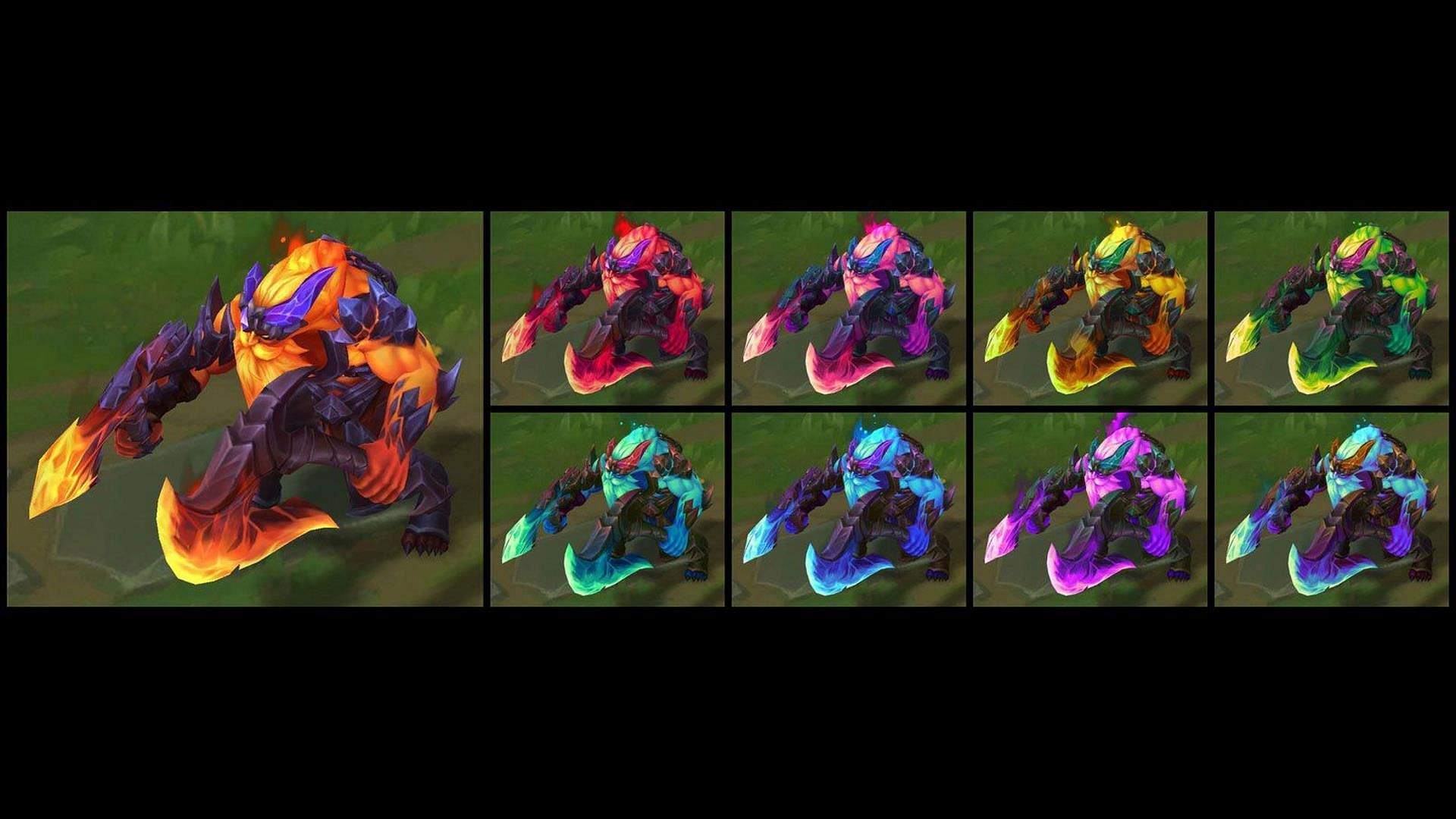 Infernal Olaf chromas (Image via Riot Games)