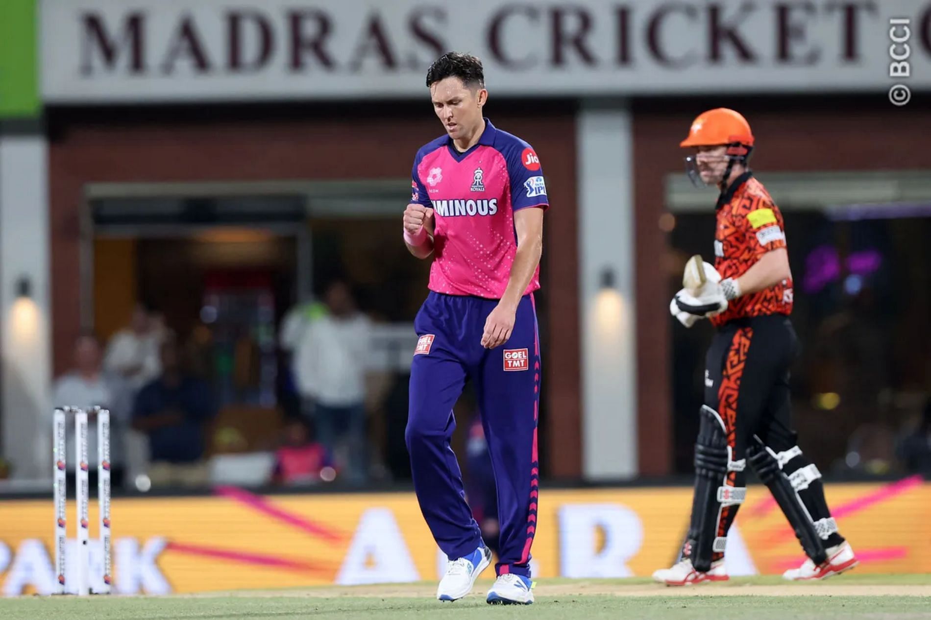 Trent Boult got the early breakthrough again for RR. (Image Credit: BCCI/ iplt20.com)