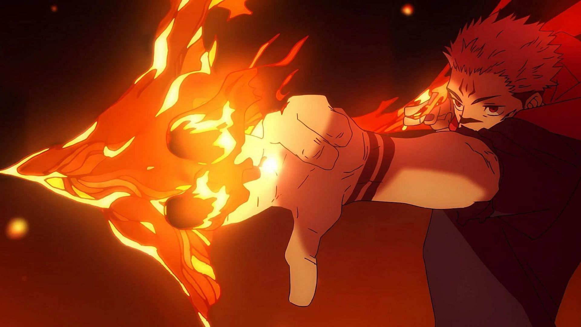 Sukuna&#039;s fire arrow as shown in the anime (Image via Studio MAPPA)