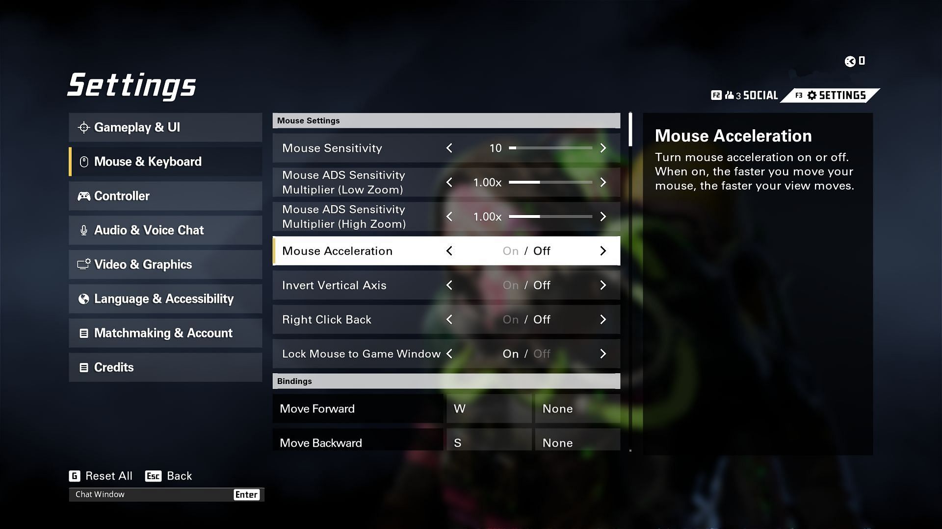 XDefiant sensitivity settings tab (Image via Ubisoft)