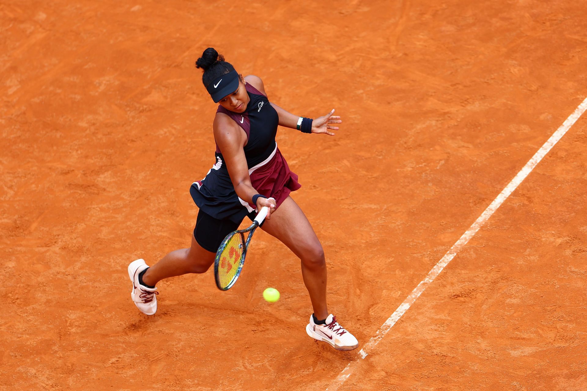 Naomi Osaka in action against Clara Burel at the 2024 Italian Open