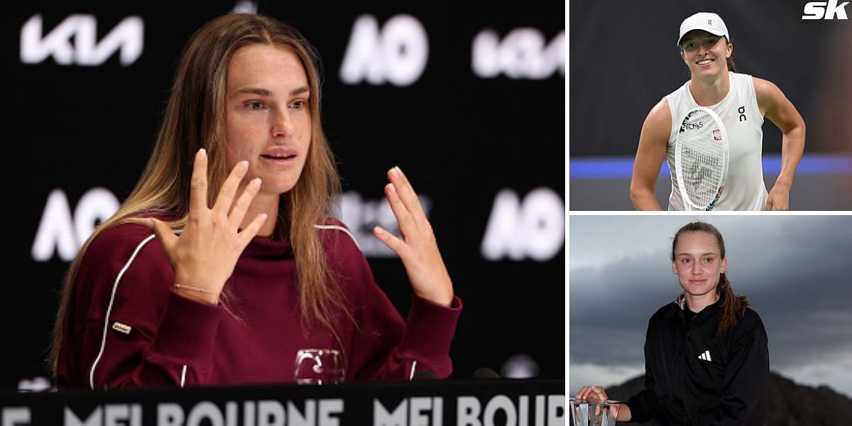 Aryna Sabalenka (L), Iga Swiatek (upper-right), and Elena Rybakina (down-right)