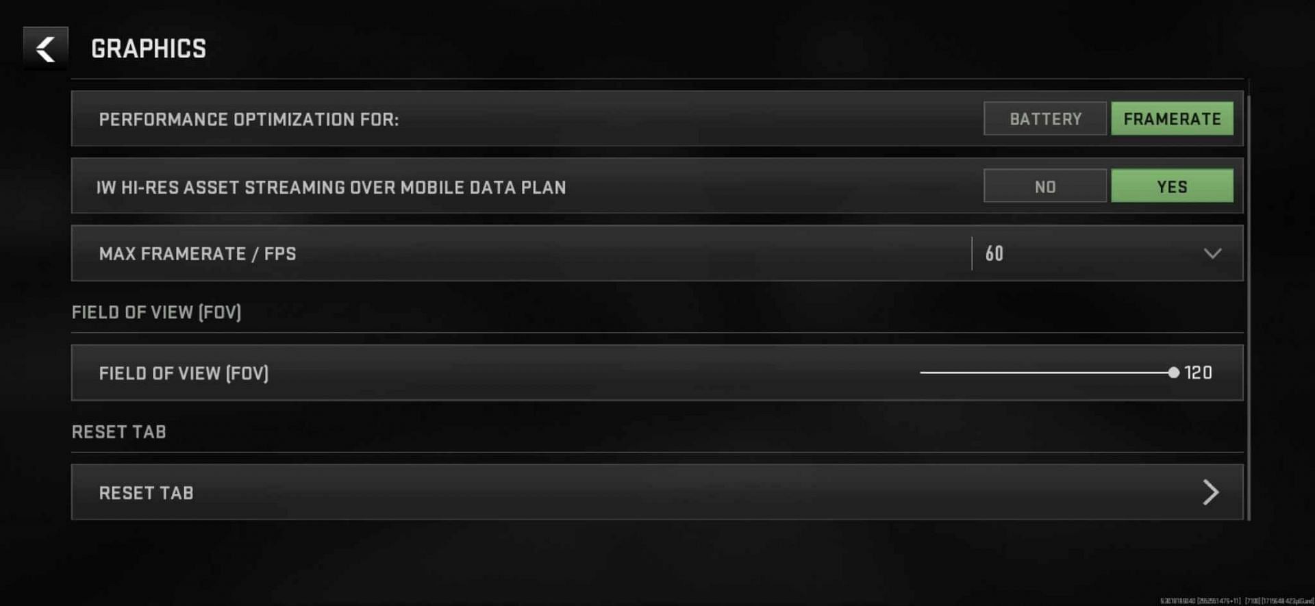 120 FOV settings in Warzone Mobile (Image via Activision)