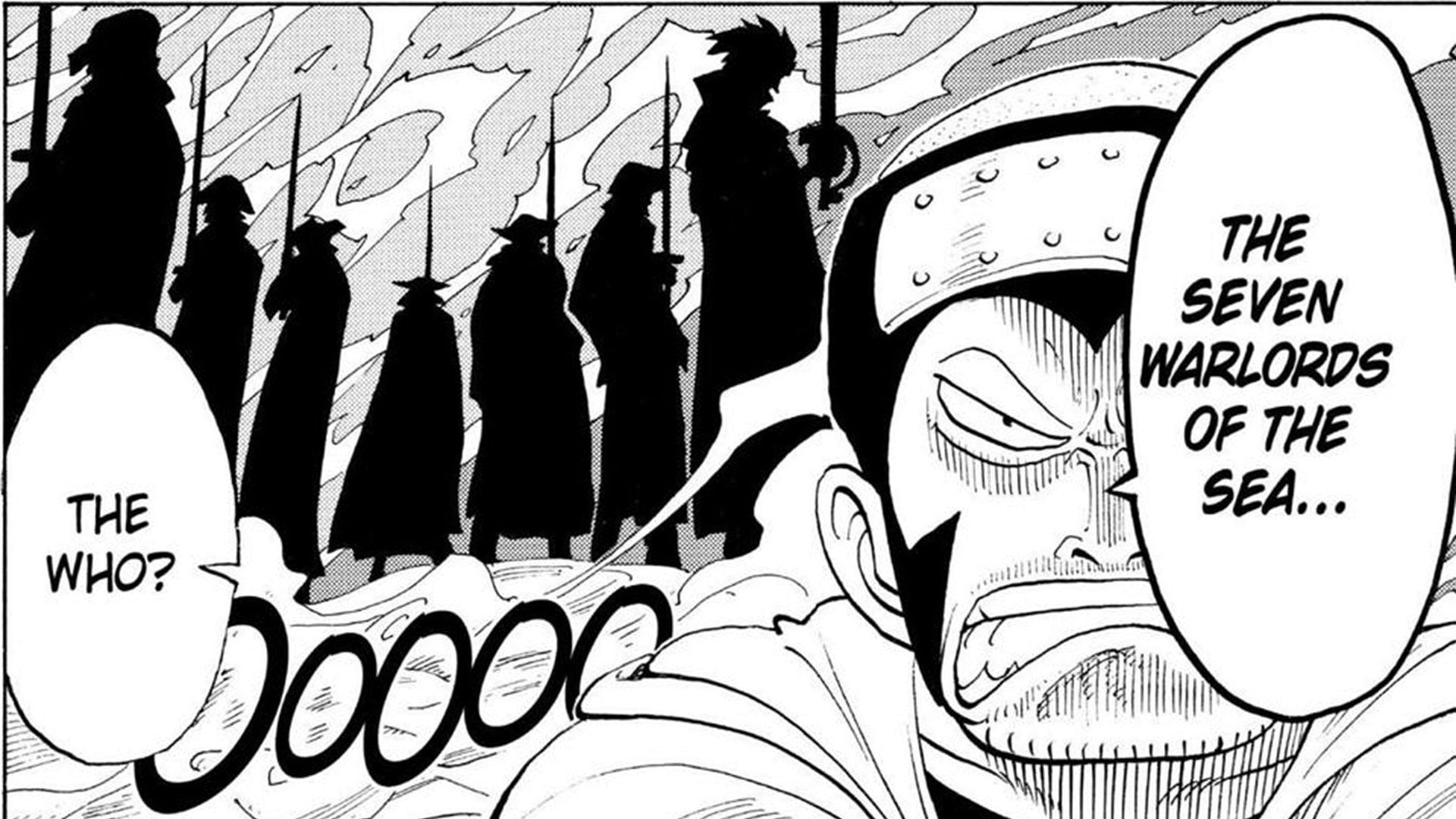 The silhouettes of the Seven Warlords (Image via Shueisha)
