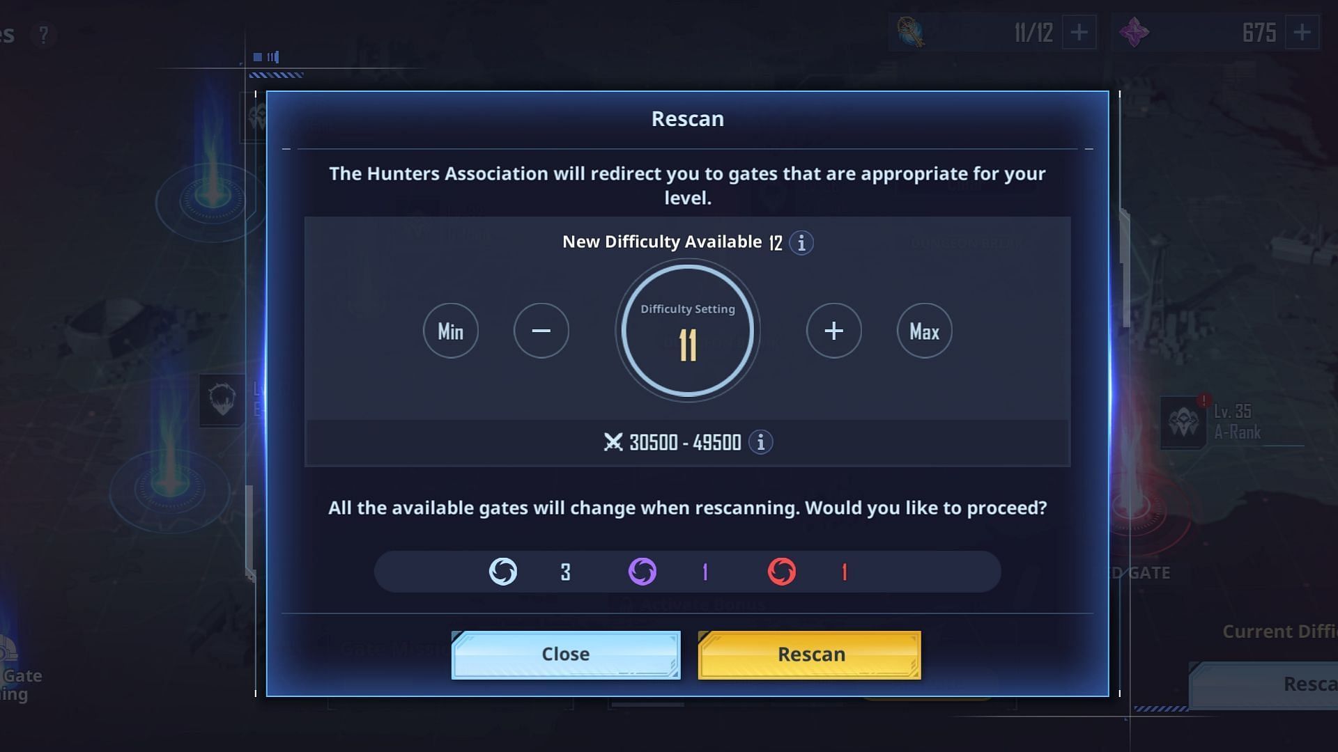 Use the rescan feature until you get a Dungeon Break in Solo Leveling Arise. (Image via Netmarble)