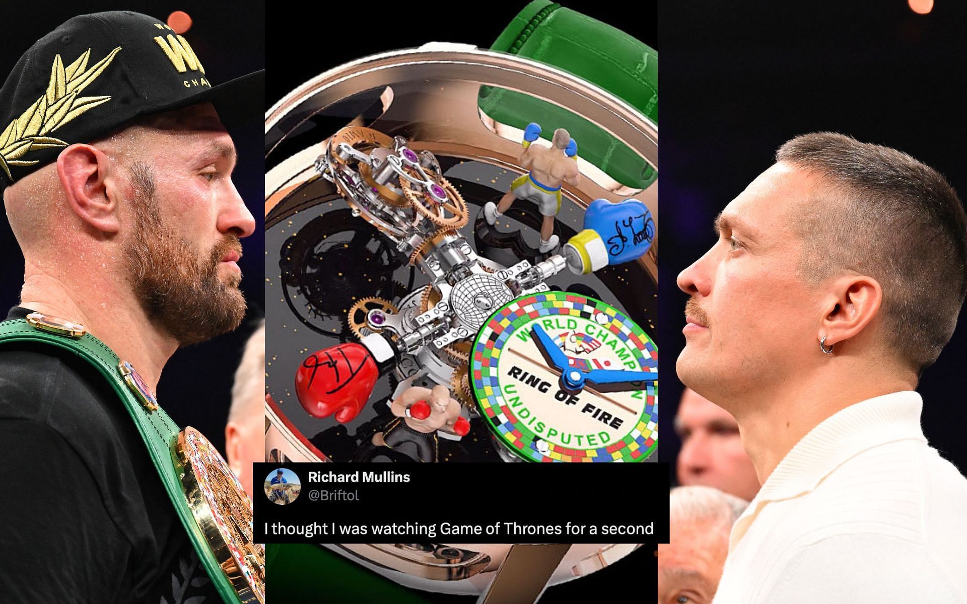 Tyson Fury (left) and Oleksandr Usyk will have a special watch for their matchup. [via Getty Images and WatchPro]