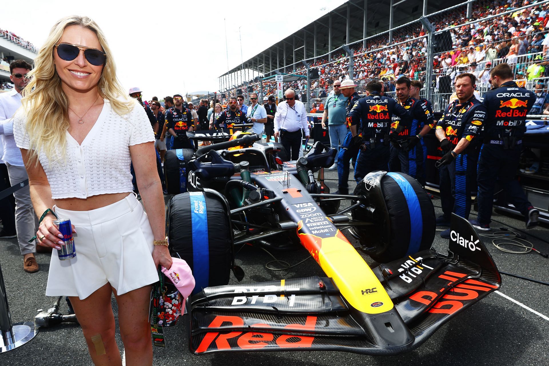 Max Verstappen&#039;s Oracle Red Bull Racing RB20 on the grid prior to the F1 Grand Prix of Miami at Miami International Autodrome on May 05, 2024 in Miami, Florida.