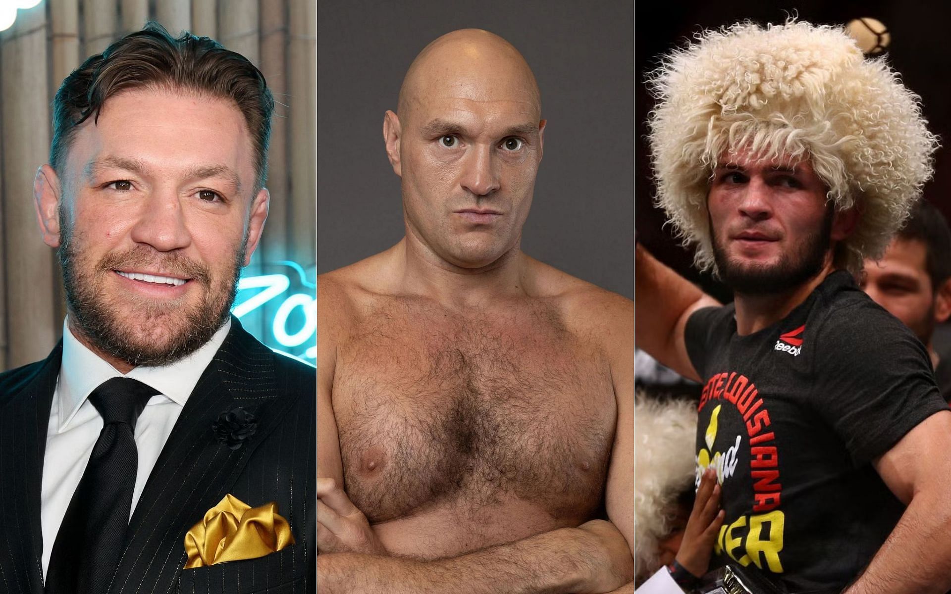 Conor McGregor (left) and Tyson Fury (middle) once got into an argument over Khabib Nurmagomedov [Images via Getty]