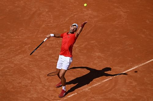 Novak Djokovic in action at the 2024 Italian Open