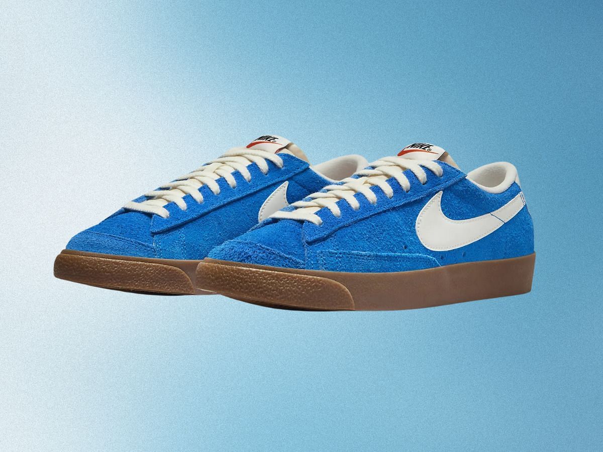 Nike Blazer Low &#039;77 Vintage Photo Blue/Gum Medium Brown/Black/Sail colorway (Women) (Image via Nike)