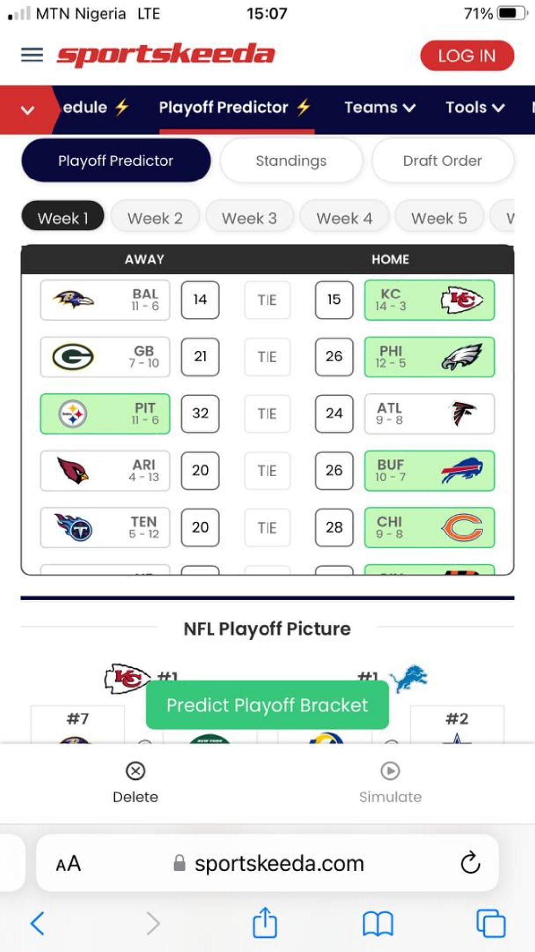 Sportskeeda NFL Playoff Predictor 2