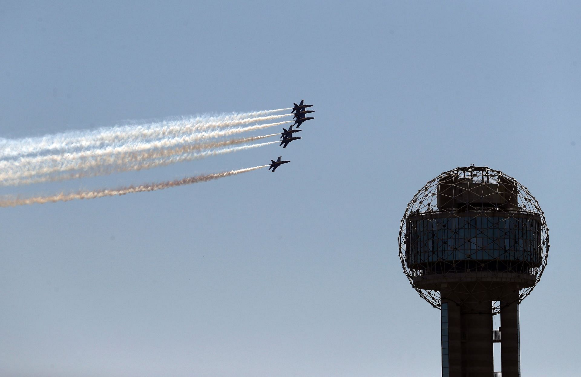 The contingent flies over Dallas Area To Honor Healthcare, Frontline And Essential Workers(Image via Getty)