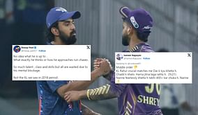 "KL Rahul crucial matches me Dar k kyu khelta h"- Fans react after Rahul's sedate 25 (21) in LSG vs KKR IPL 2024 clash during a chase of 236
