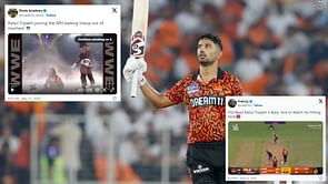 "Old Beast Rahul Tripathi is back" - Fans react to former KKR star's display for SRH in IPL 2024 Qualifier 1 clash