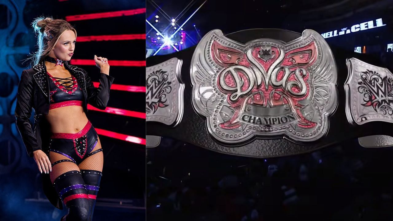 Anna Jay (left) and WWE Divas title (right)